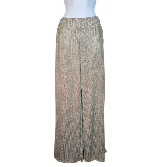 INC International Concepts Metallic Wide-Leg High Rise Pull-On Pants Palazzo Med - Picture 5 of 14